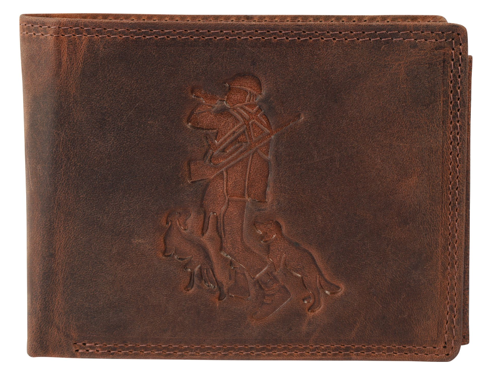 Akzent Leder Geldbörse RFID Echtleder Portemonnaie Geldbeutel Jäger Braun 10