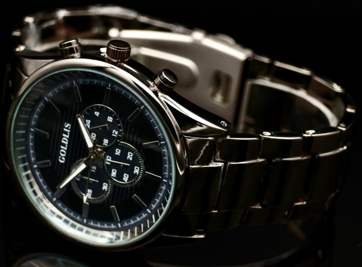 Edle Herren Armband Männer Uhr Schwarz Farben Chrono Look im Keramik Design **1