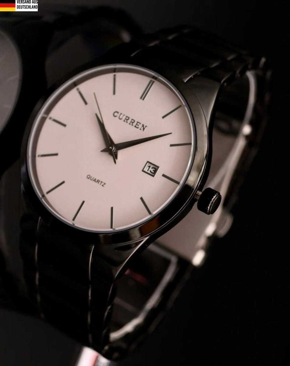 Schicke Herren Männer Armband Uhr Herrenuhr Weiß Grau Farben mit Datumsanzeige0