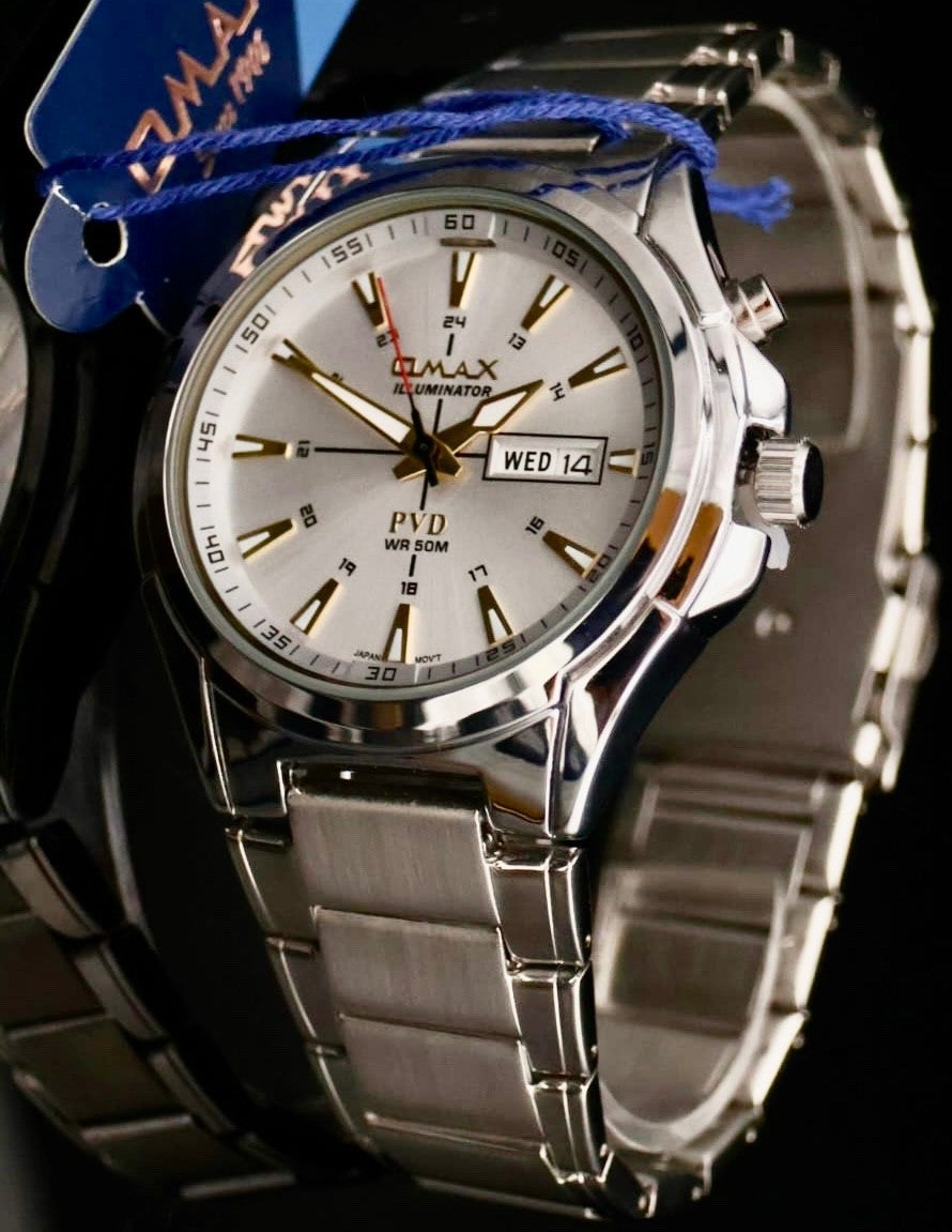 Mega Edle Omax Sapphire ILLUMINATOR   Herren Armband Uhr IP Veredelt Neu + Box *1