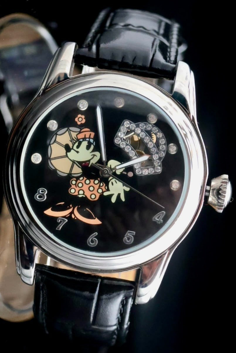 Disney Automatik Uhr Limitierte Edition Minnie Maus Sammlerstück Retro VINTAGE0