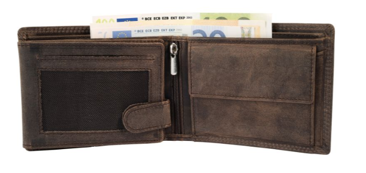 Akzent Leder Geldbörse RFID Echtleder Portemonnaie Geldbeutel Angler Braun 41