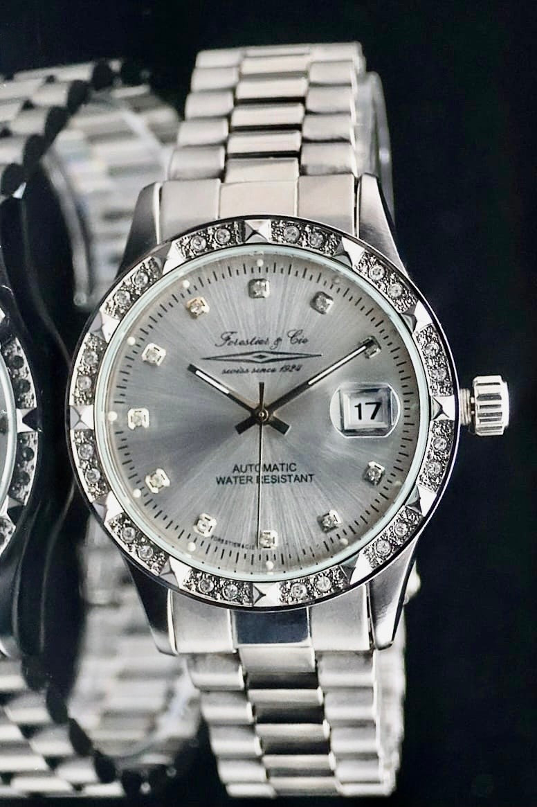 Forestier & Cie Automatik Herren Männer Armband Automatikuhr Herrenuhr Datum NEU2