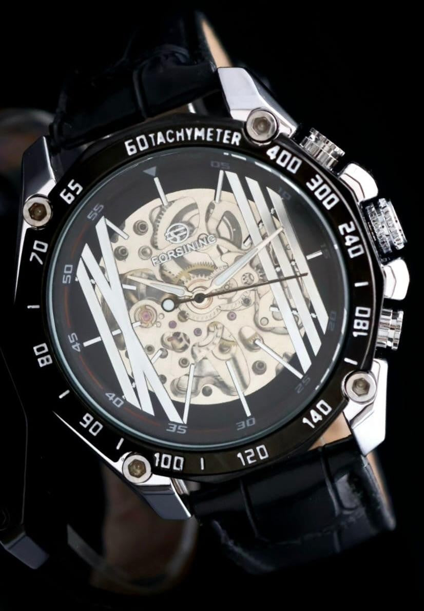 - FORSINING - HERREN - AUTOMATIK - UHR - LEDER - SKELETTUHR - 48MM - NEU -0