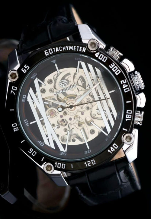 - FORSINING - HERREN - AUTOMATIK - UHR - LEDER - SKELETTUHR - 48MM - NEU -0