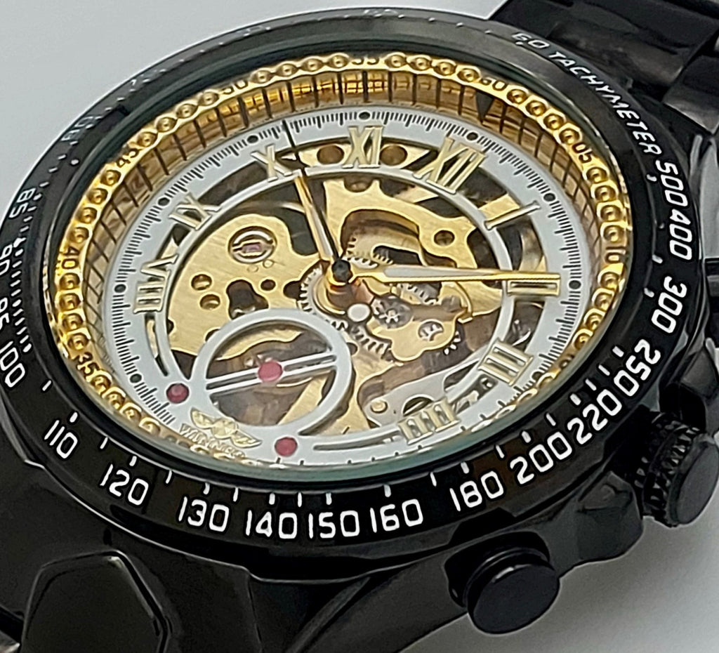 WINNER - HERREN - AUTOMATIK - UHR - SKELETTUHR - EDELSTAHL - SCHWARZ - 48MM0