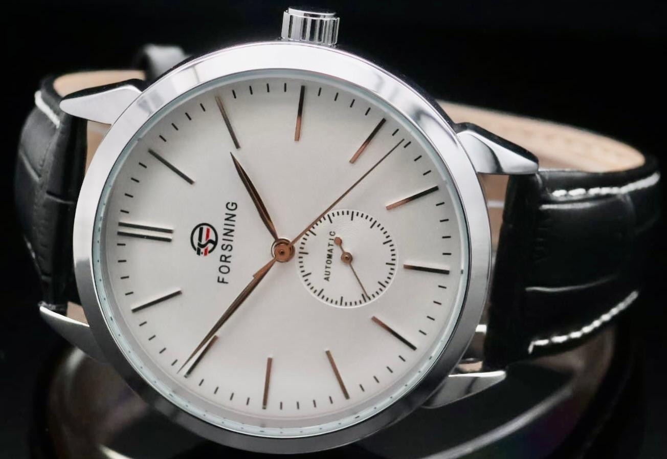 FORSINING - AUTOMATIK - UHR - HERREN - LEDER - WEISS/SCHWARZ - 46MM - NEU1