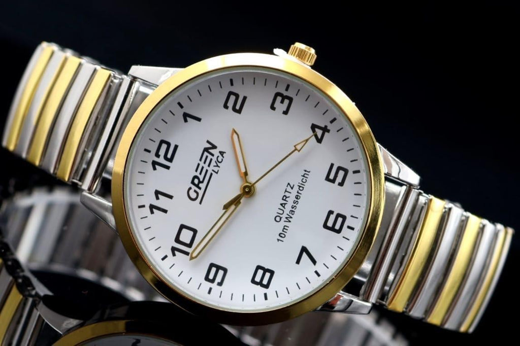 Green Herrenuhr Analog Daily Watch Zugband Weißes Ziffernblatt Bicolor 40mm1