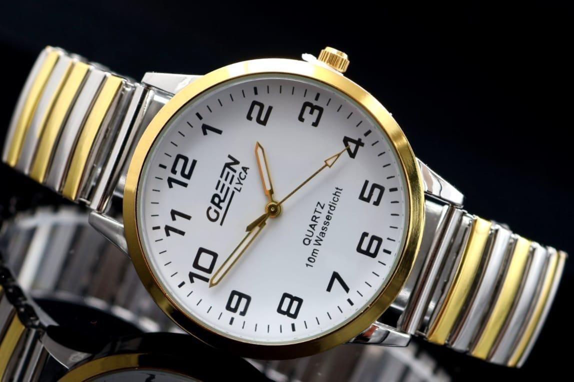 Green Herrenuhr Analog Daily Watch Zugband Weißes Ziffernblatt Bicolor 40mm1