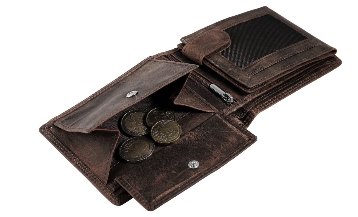 Akzent Leder Geldbörse RFID Schutz Echtleder Portemonnaie Geldbeutel Truck Braun2