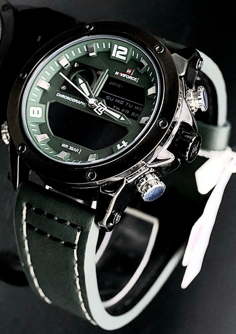 Sportliche Digital & Analog Herren Männer Uhr Armbanduhr Grün Bronze Farben NEU2