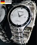 Akzent Exclusive Herren Männer Armband Uhr  im Flachem Design Silber-Look0