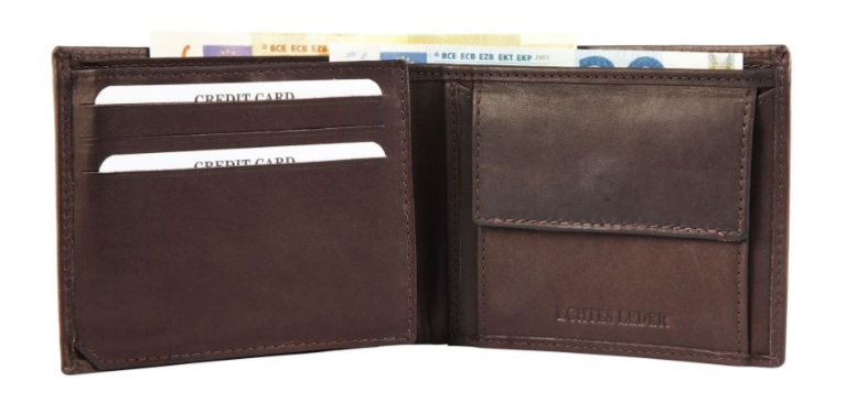 Akzent Basic Leder Portmonee Geldbörse Echtleder Geldbeutel  Dunkelbraun Unisex0