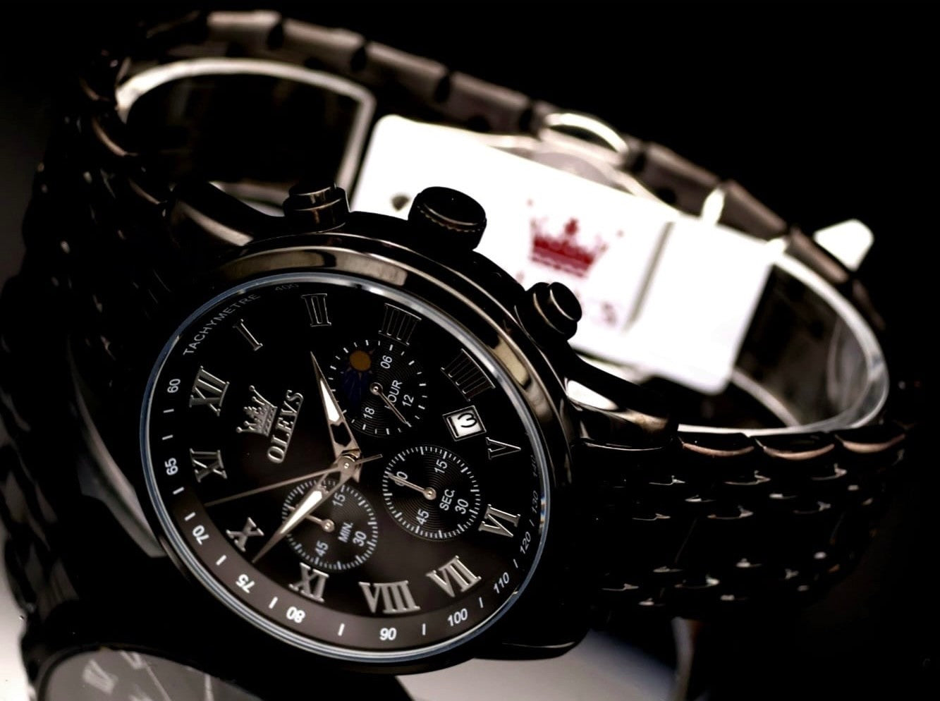 Edle Herren Männer Armband Uhr Chronograph Stoppuhr Datum im Keramik Design1