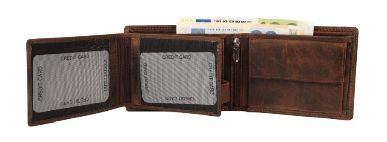 Akzent Leder Geldbörse RFID Echtleder Portemonnaie Geldbeutel Angler Braun 32