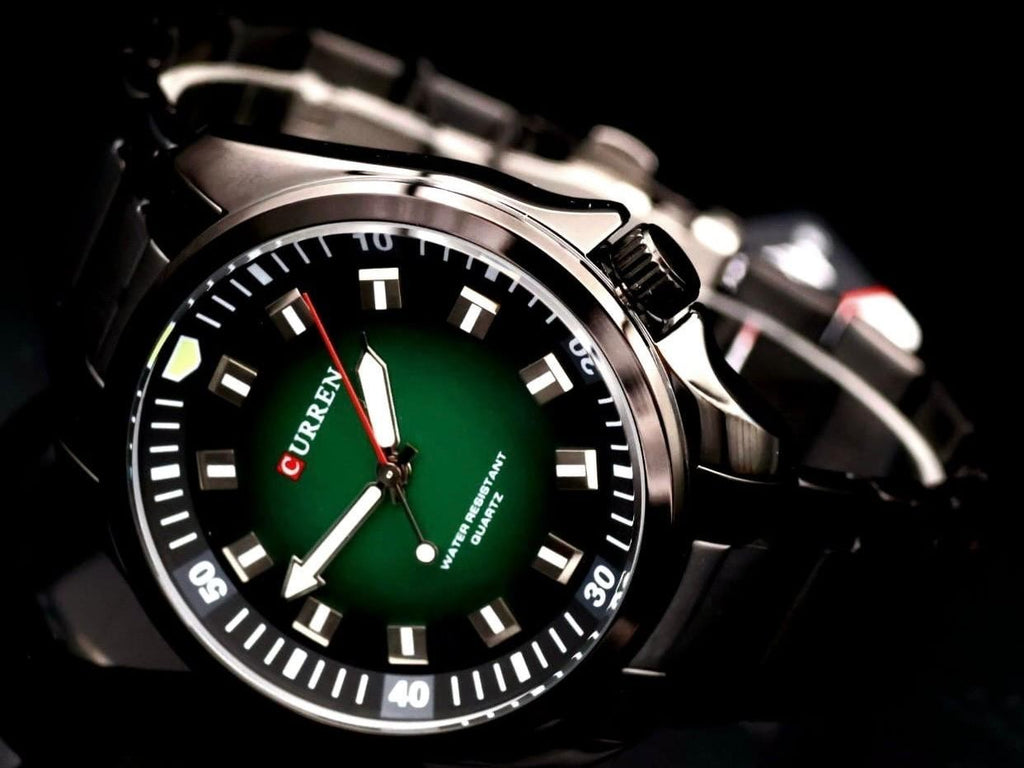 Schicke Herren Männer Uhr Armbanduhr Herrenuhr Grün Schwarz Farben Keramik-Look1