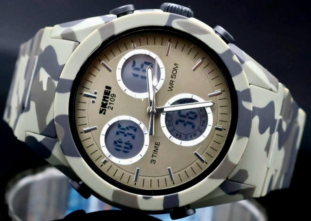 Sportliche Digital & Analog Herren Männer Uhr Armbanduhr Camouflage Tarnmuster *1