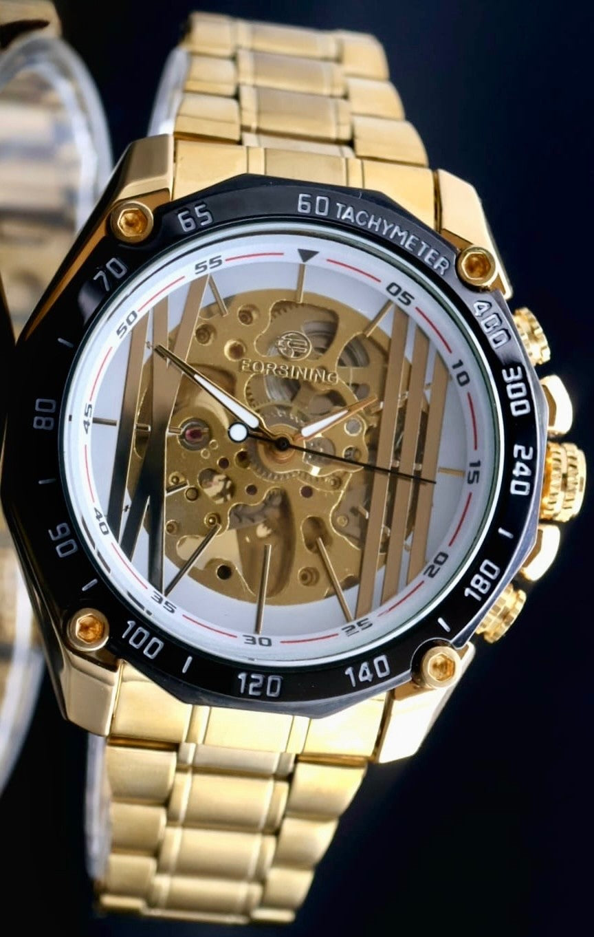 FORSINING - HERREN - AUTOMATIK - SKELETT - UHR - EDELSTAHL - GOLDFARBEN - 48MM1