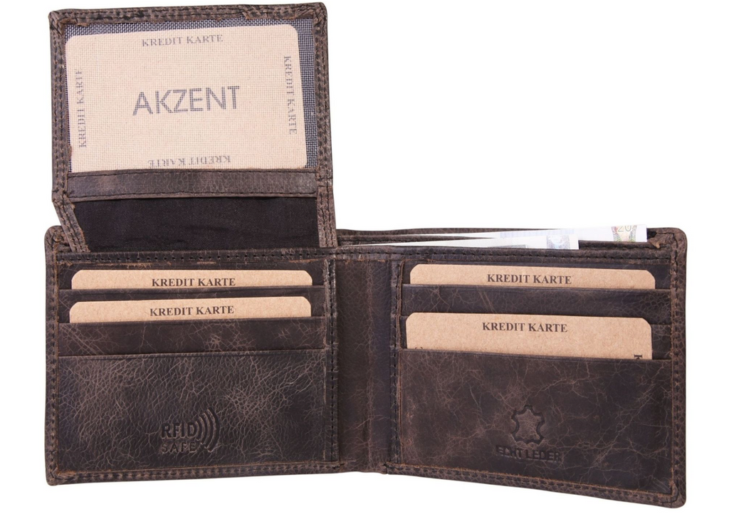 Akzent Leder Geldbörse RFID Schutz Echtleder Portemonnaie Geldbeutel Querformat"1
