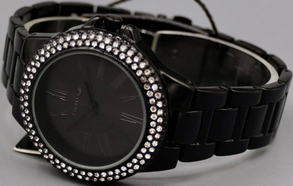 Excellanc Damen Frauen Armband Uhr Schwarz Farben Strass Damenuhr Mineralglas1