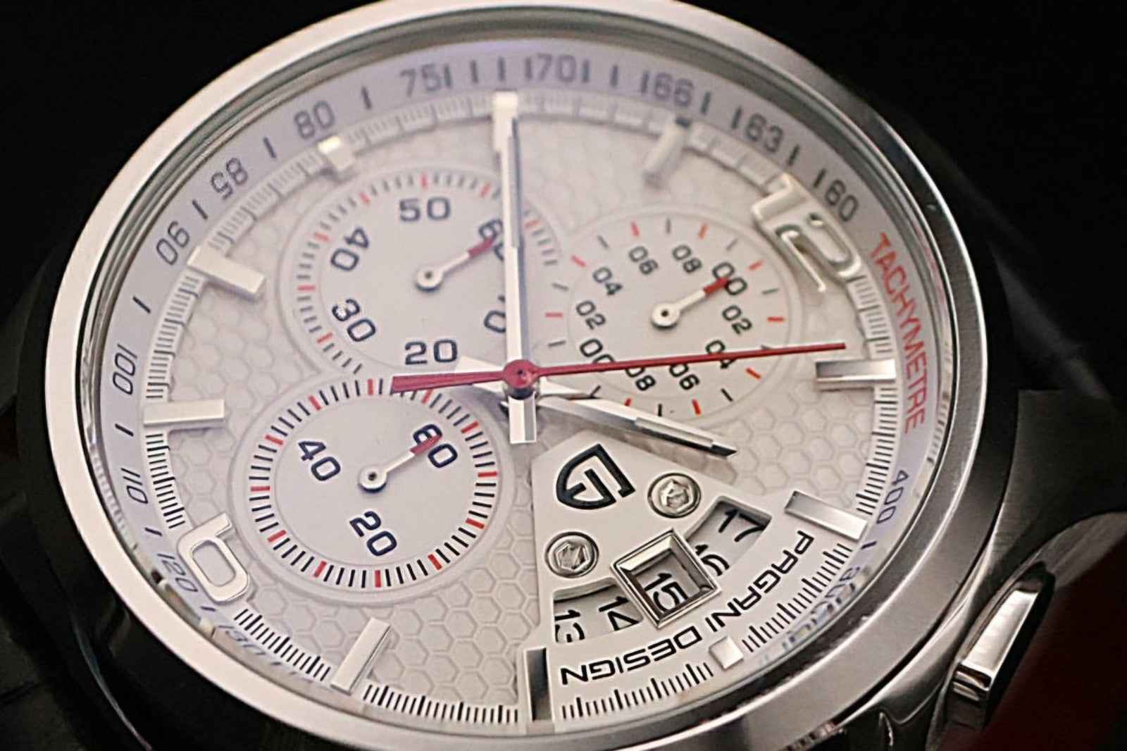 Sportliche PAGANI Herren Männer Armband Uhr Multifuktion Schwarz Rot Farben2