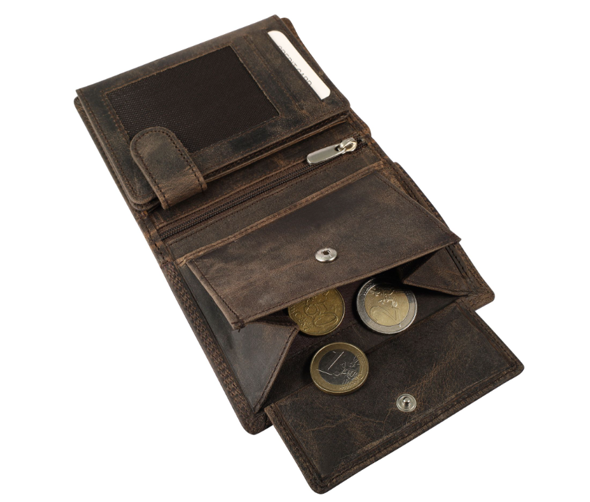 Akzent Leder Geldbörse RFID Schutz Echtleder Portemonnaie Anker Motiv Braun 22