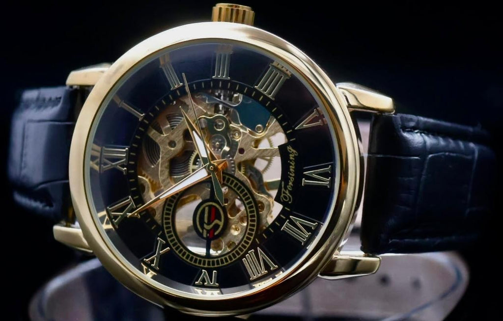 FORSINING - MECHANISCH - HANDAUFZUG - HERREN - UHR - SKELETTUHR - LEDER - 42MM /1