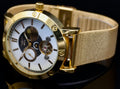Mega Luxus Herren Uhr Automatik Armbanduhr Minoir Herrenuhr Gold Farben Meshband0