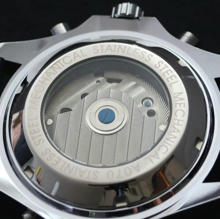 Classic JARAGAR Herren Automatikuhr Herrenuhr Weiß Schwarz Farben Offene Unruh2