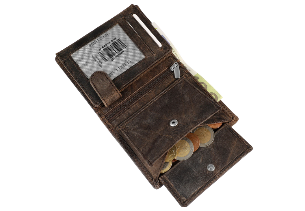 Akzent Basic Leder Geldbörse RFID Schutz Echtleder Portemonnaie Dunkel Braun Neu2