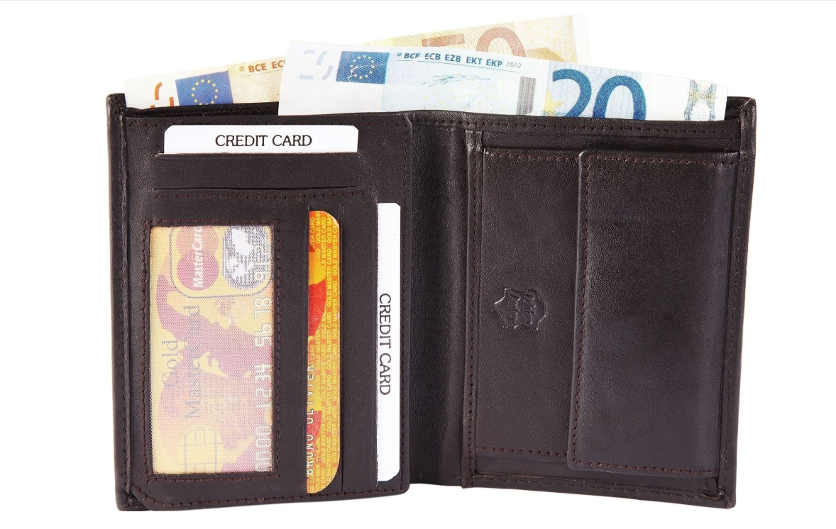 Akzent Unisex Leder Portemonnaie Geldbeutel Portmonee Echtleder Dunkelbraun2