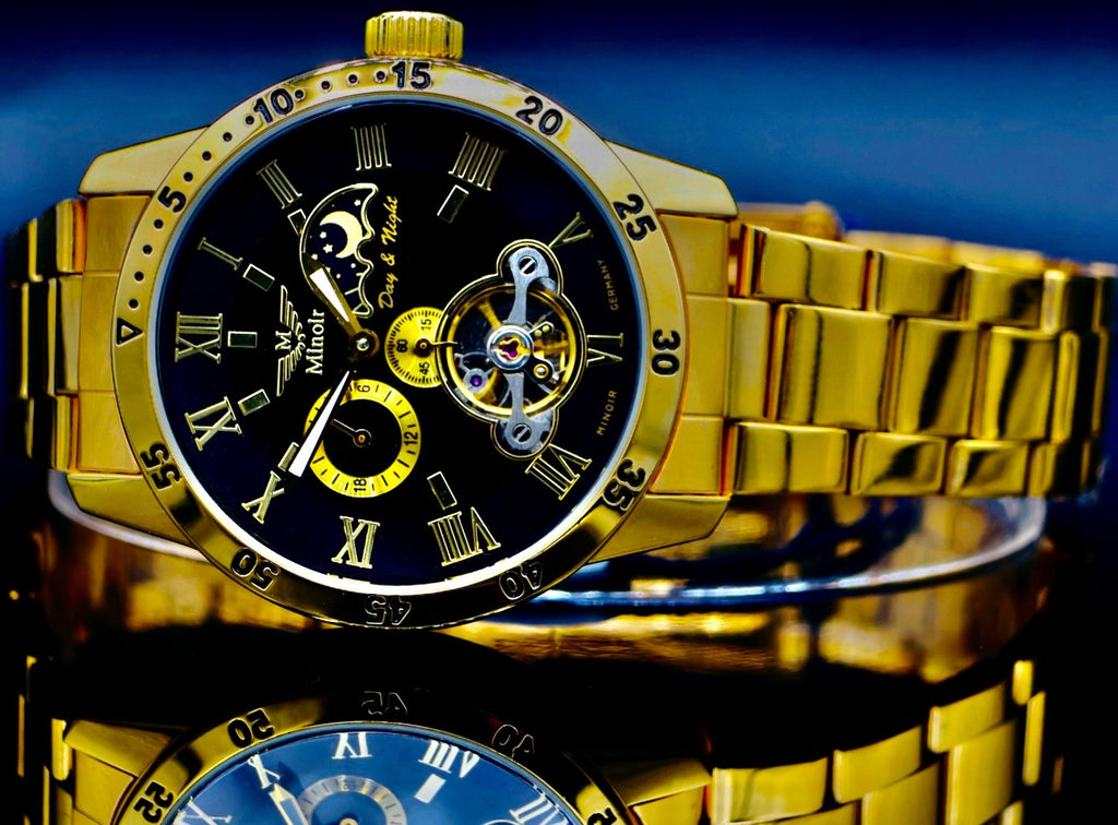 Exclusive Minoir Automatik Herrenuhr Klassisch mit offenem Werk & Glasboden1