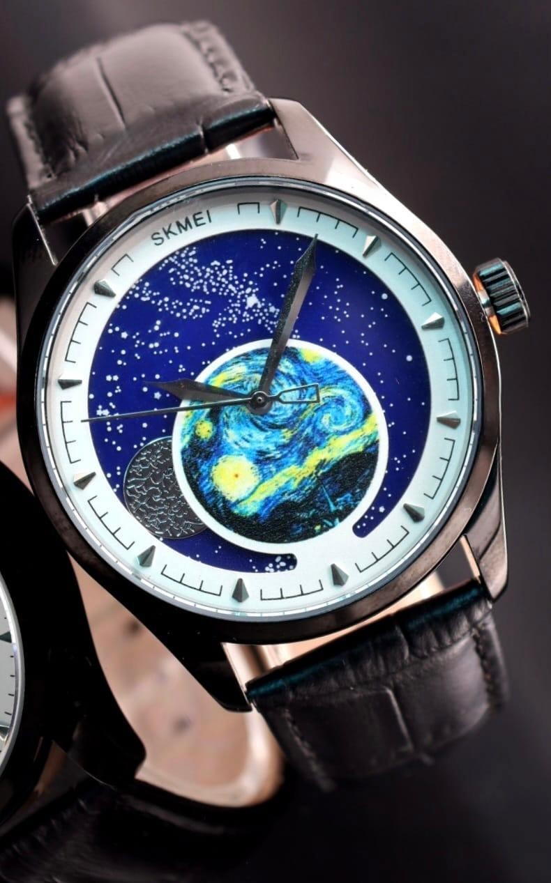 SKM - HERREN - UHR -  GALAXY WELTRAUM ZIFFERNBLATT - MILANAISEBAND - 42MM - NEU0