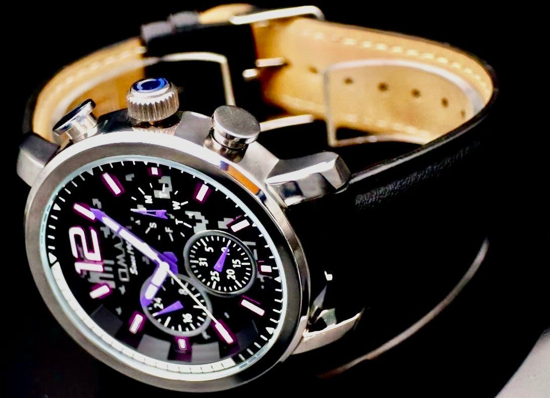 Omax Herren Armband Uhr Schwarz Kalenderanzeige Tag Datum 24 Stundenanzeige NEU*2