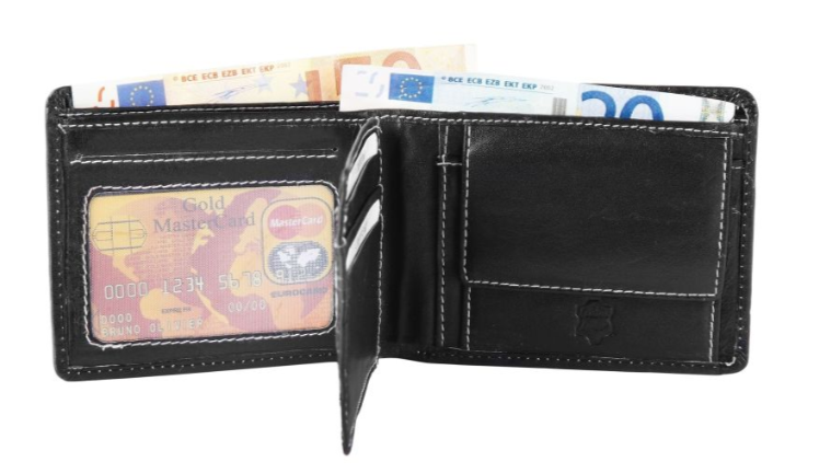 Akzent Leder Schwarz Portemonnaie Geldbeutel Portmonee Echtleder Unisex Neu2