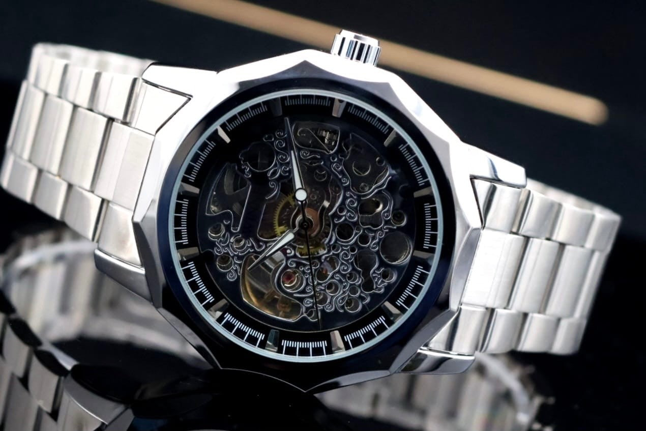 WINNER - AUTOMATIK - HERREN - UHR  - SKELETTUHR - SCHWARZ / SILBER - EDELSTAHL1