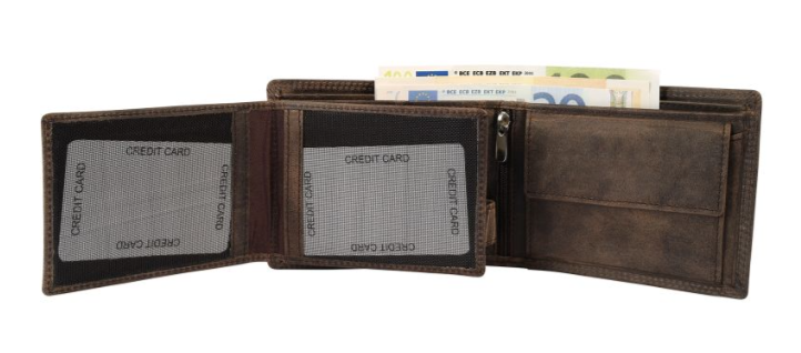 Akzent Leder Geldbörse RFID Echtleder Portemonnaie Geldbeutel Angler Braun 42