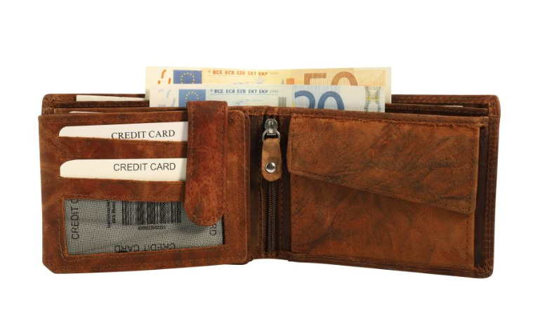 Akzent Leder Braun Portemonnaie Geldbeutel Portmonee Echtleder Unisex Neu 61