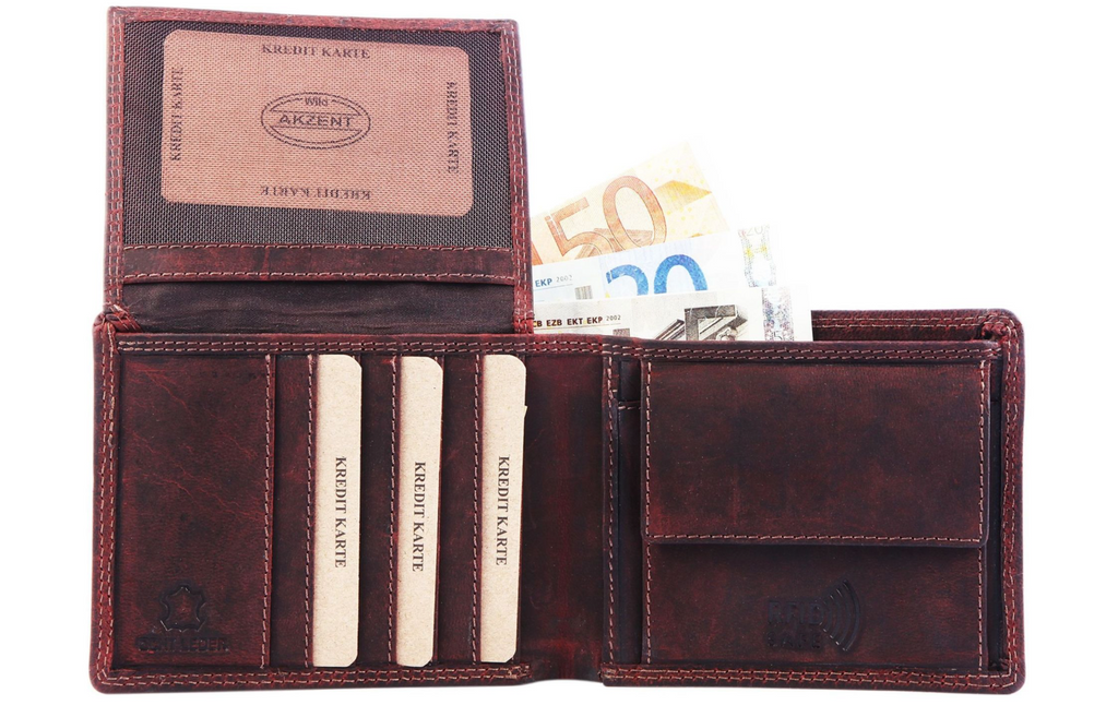 Akzent Ziegen Leder Geldbörse Echtleder Portemonnaie Geldbeutel 12X10CM Bordeaux1