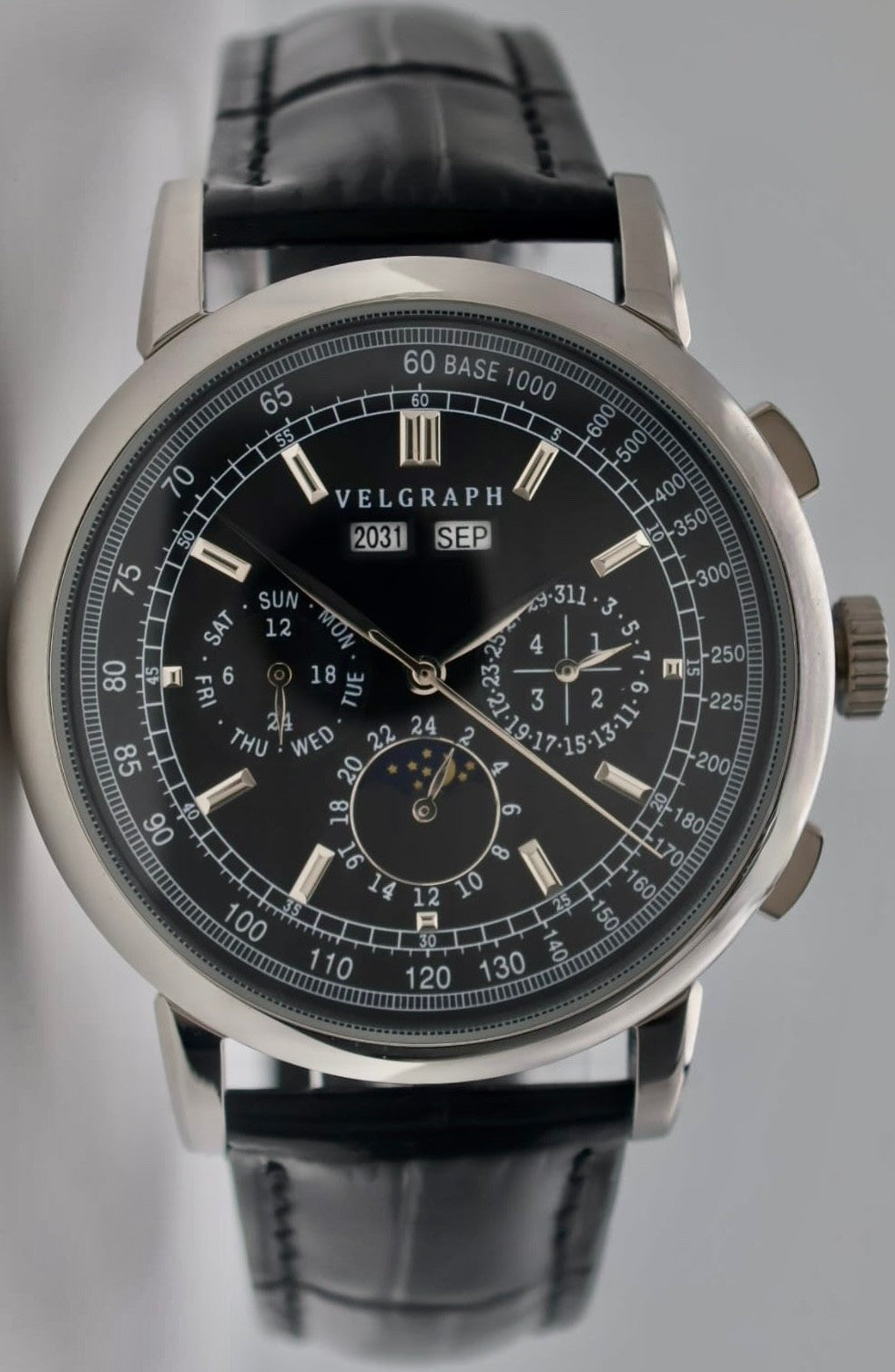 Velgraph Herrenuhr 42mm Automatik | Lederband | Vollkalender | NH35 | Seagull /0