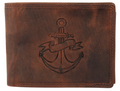 Akzent Leder Geldbörse RFID Echtleder Portemonnaie Geldbeutel Anker Braun 40