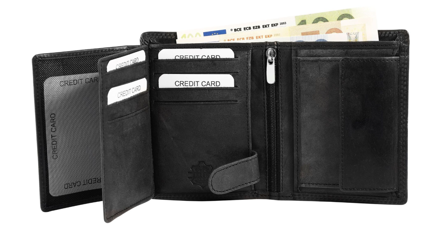 Akzent Basic Leder Geldbörse RFID Schutz Portemonnaie Schwarz Segelschiff Motiv2