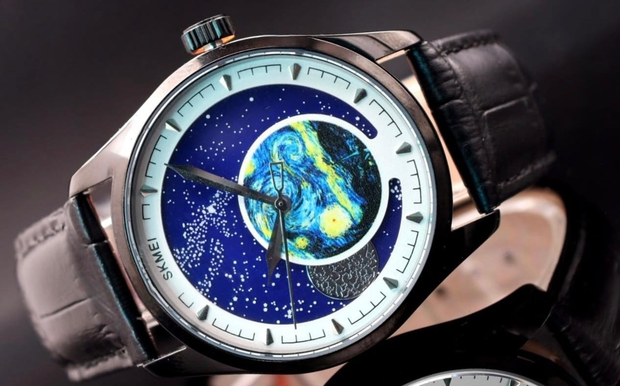 SKM - HERREN - UHR -  GALAXY WELTRAUM ZIFFERNBLATT - MILANAISEBAND - 42MM - NEU1