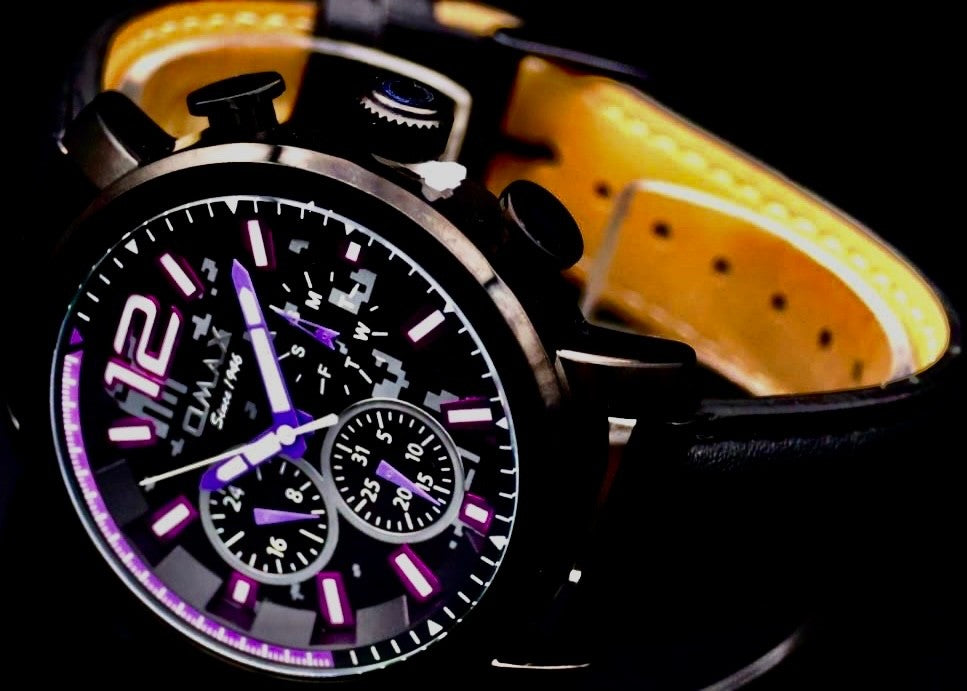 Omax Herren Armband Uhr Schwarz Kalenderanzeige Tag Datum 24 Stundenanzeige NEU1