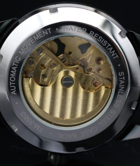 FORSINING Herren Automatik Uhr Herrenuhr Schwarz  mit blauen Zeigern Design TOP2