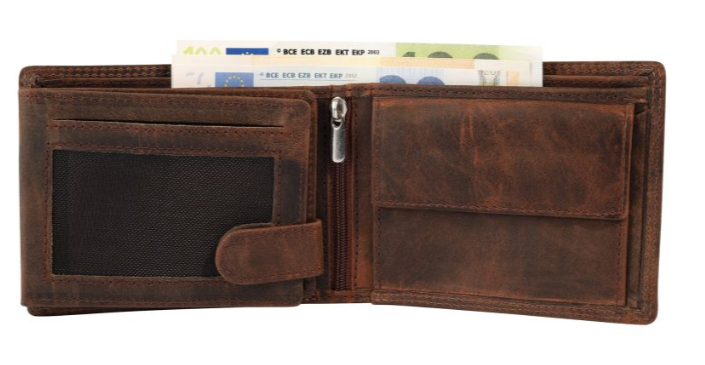 Akzent Leder Geldbörse RFID Echtleder Portemonnaie Geldbeutel Angler Braun 31