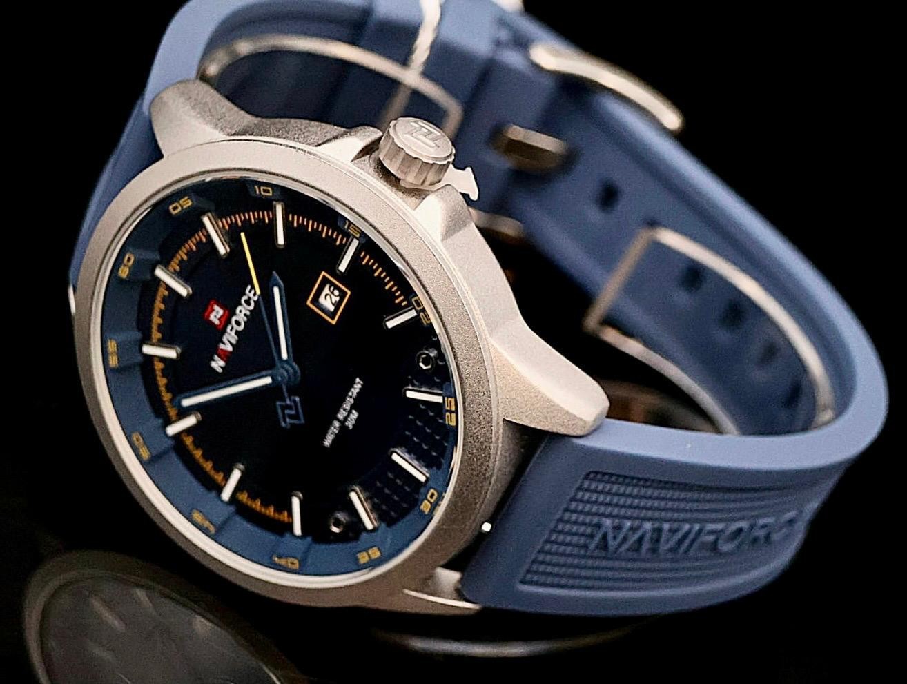 Naviforce Sportliche Herren Männer Uhr Silikon Armbanduhr Blau Schwarz Farben1