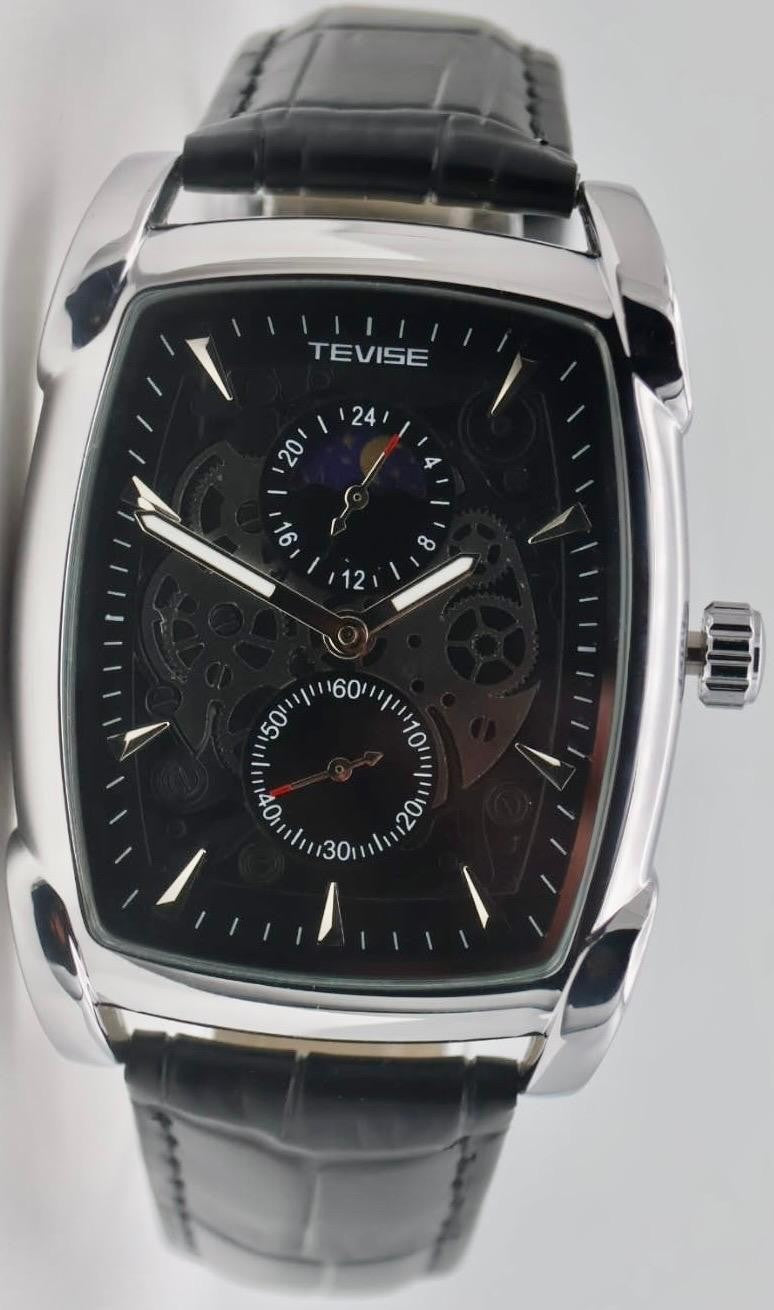 TEVISE - QUARZ - ARMBAND - UHR - LEDER - 12H ANZEIGE - LEUCHTZEIGER - NEU0