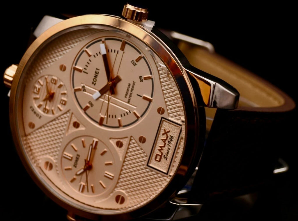 XXL Omax  Monster Watch Herren Armband Uhr  Dual Triple Timer 3 Zeitzonen Neu **0