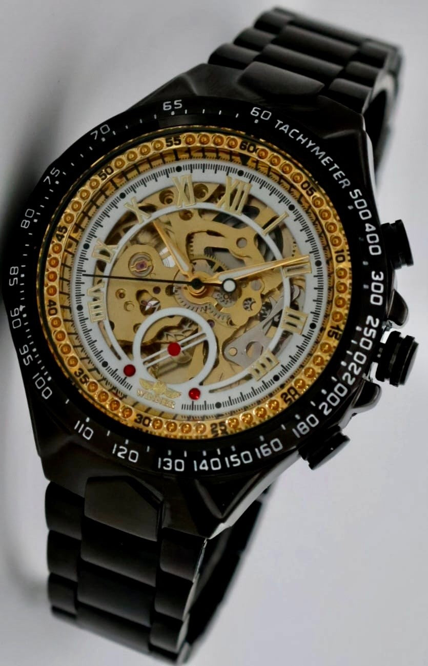 WINNER - HERREN - AUTOMATIK - UHR - SKELETTUHR - EDELSTAHL - SCHWARZ - 48MM1